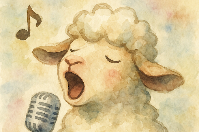 Picture of a singing sheep